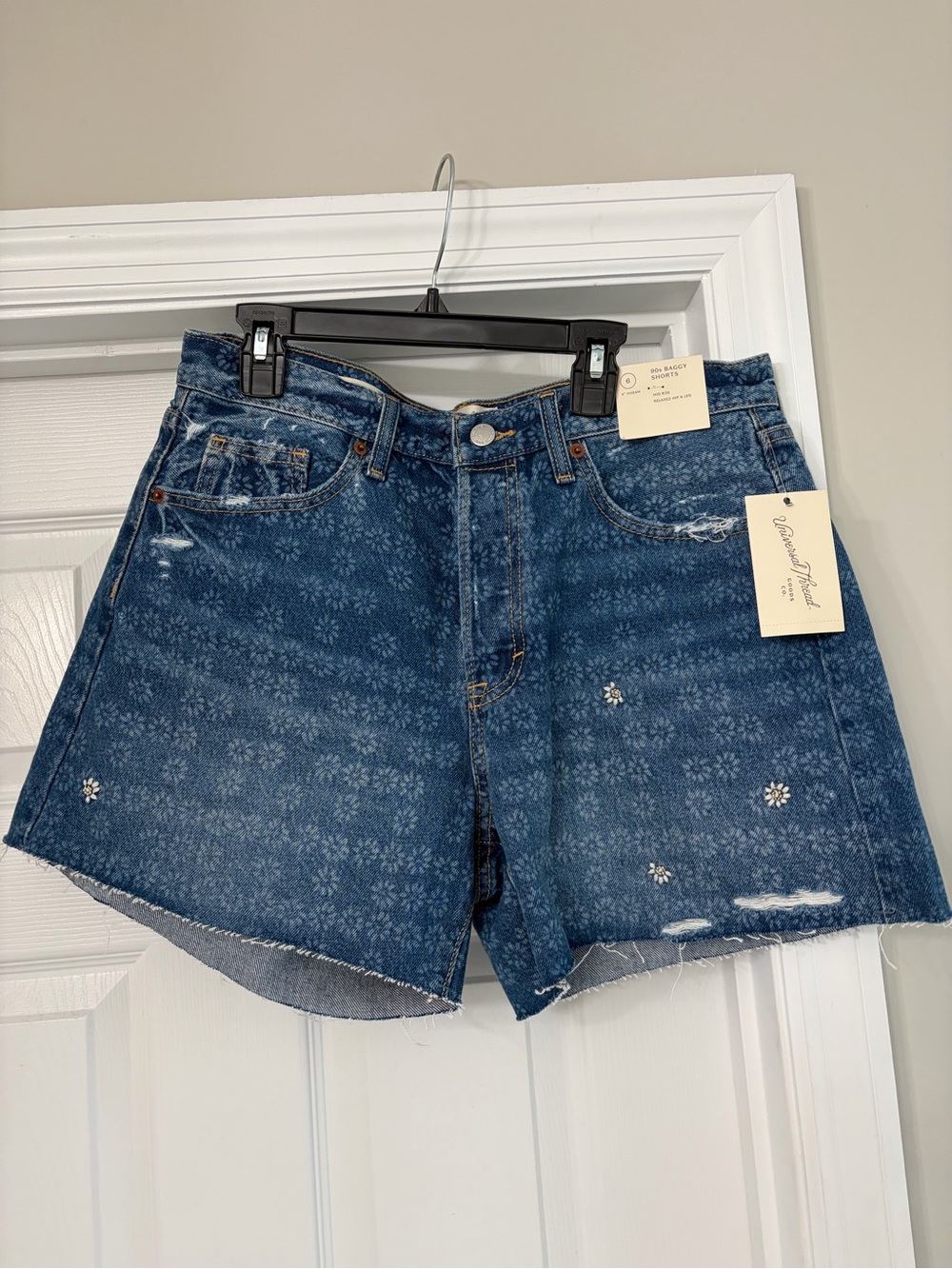 Target Floral-Print Distressed Denim Shorts - Blue